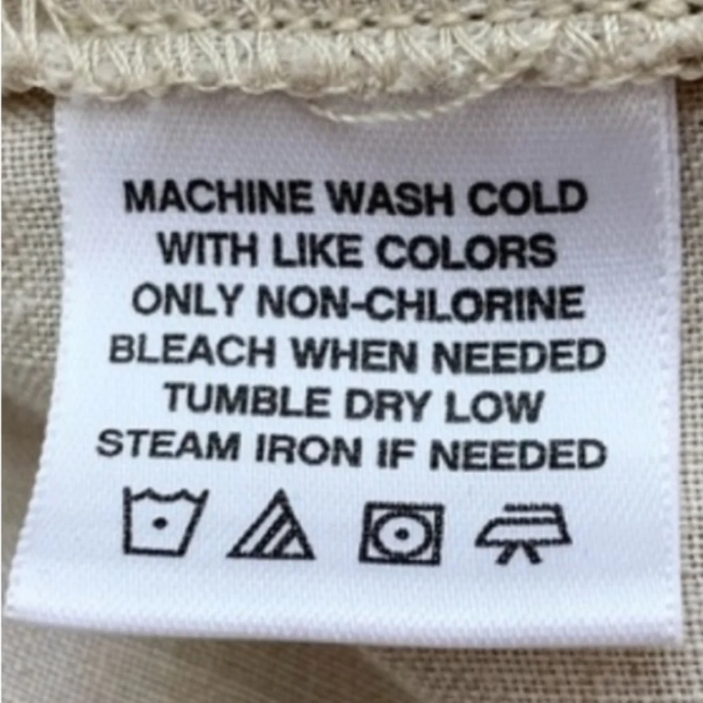 Lord & Taylor 100% linen tan ecru wide leg loose fit long khaki tie waist pants - Picture 6 of 8